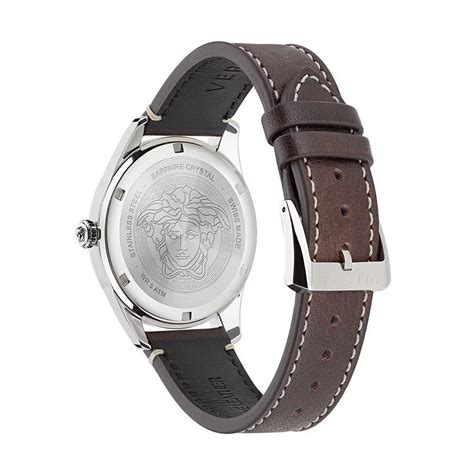 Versace VE3K00122 Greca Time blue silver brown Leather Men's 